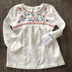 Carter’s ivory top with floral embroidered detail